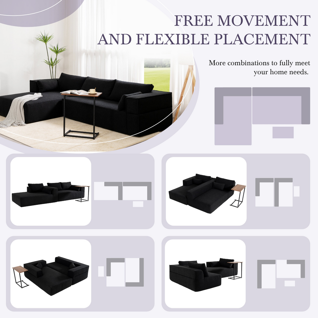 Buy farmhouse furniture The Cannes Mediterranean Modular Wide Seat Boulce Sofa Sectional with Side Table - Modern Cottage Farmhouse Furniture