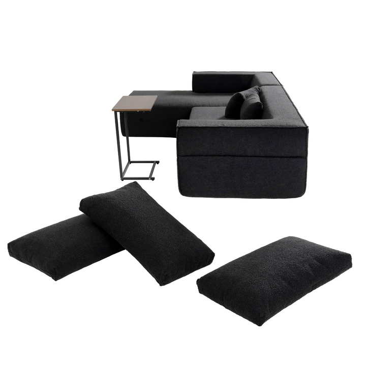 Buy farmhouse furniture The Cannes Mediterranean Modular Wide Seat Boulce Sofa Sectional with Side Table - Modern Cottage Farmhouse Furniture