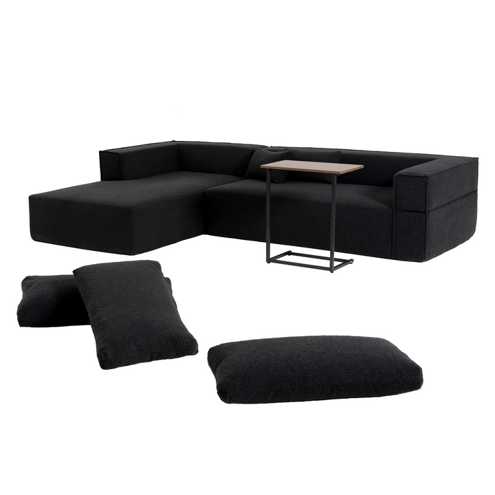 Buy farmhouse furniture The Cannes Mediterranean Modular Wide Seat Boulce Sofa Sectional with Side Table - Modern Cottage Farmhouse Furniture