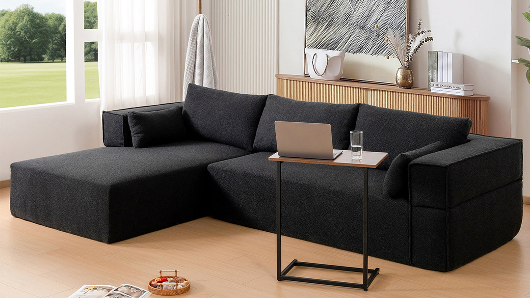 Buy farmhouse furniture The Cannes Mediterranean Modular Wide Seat Boulce Sofa Sectional with Side Table - Modern Cottage Farmhouse Furniture