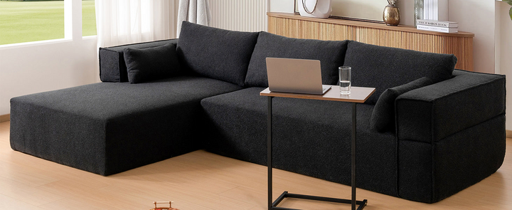Buy farmhouse furniture The Cannes Mediterranean Modular Wide Seat Boulce Sofa Sectional with Side Table - Modern Cottage Farmhouse Furniture