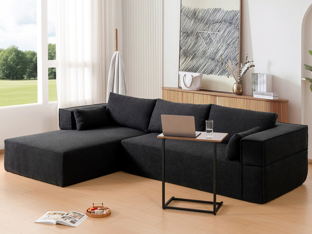 Buy farmhouse furniture The Cannes Mediterranean Modular Wide Seat Boulce Sofa Sectional with Side Table - Modern Cottage Farmhouse Furniture