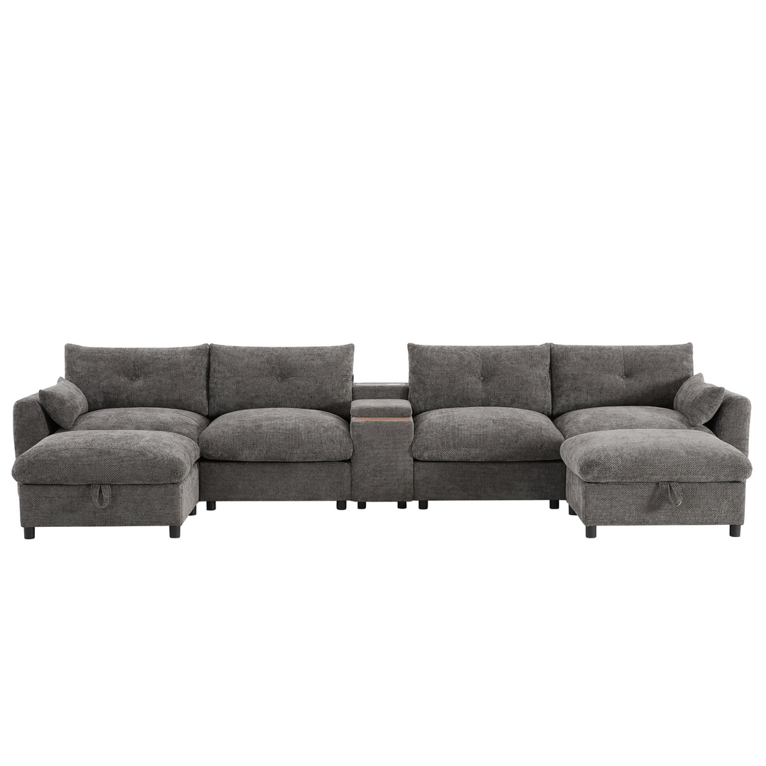 Buy farmhouse furniture Valletta Grande Gray U-Shape Modular Contemporary sofa Mediterranean U-Shape Sofa - Modern Cottage Farmhouse Furniture