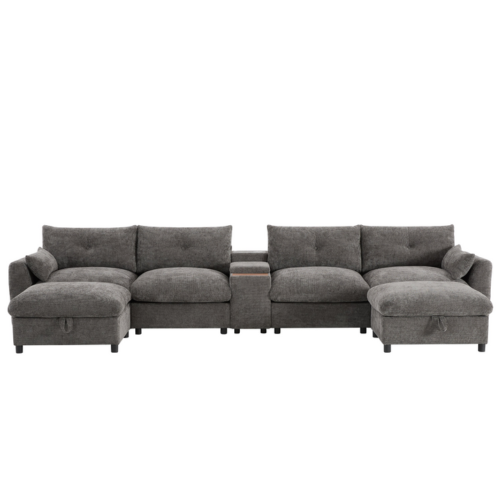 Buy farmhouse furniture Valletta Grande Gray U-Shape Modular Contemporary sofa Mediterranean U-Shape Sofa - Modern Cottage Farmhouse Furniture