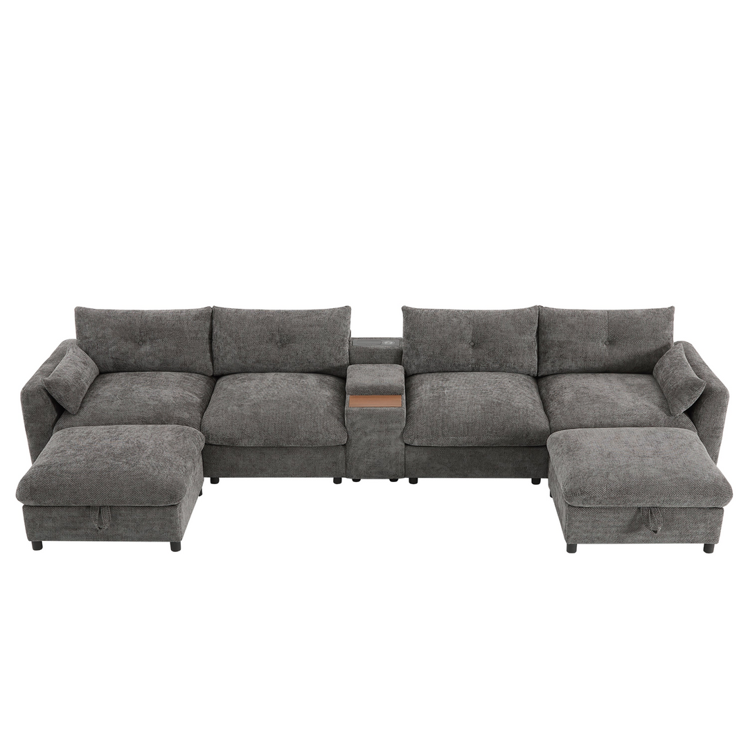 Buy farmhouse furniture Valletta Grande Gray U-Shape Modular Contemporary sofa Mediterranean U-Shape Sofa - Modern Cottage Farmhouse Furniture