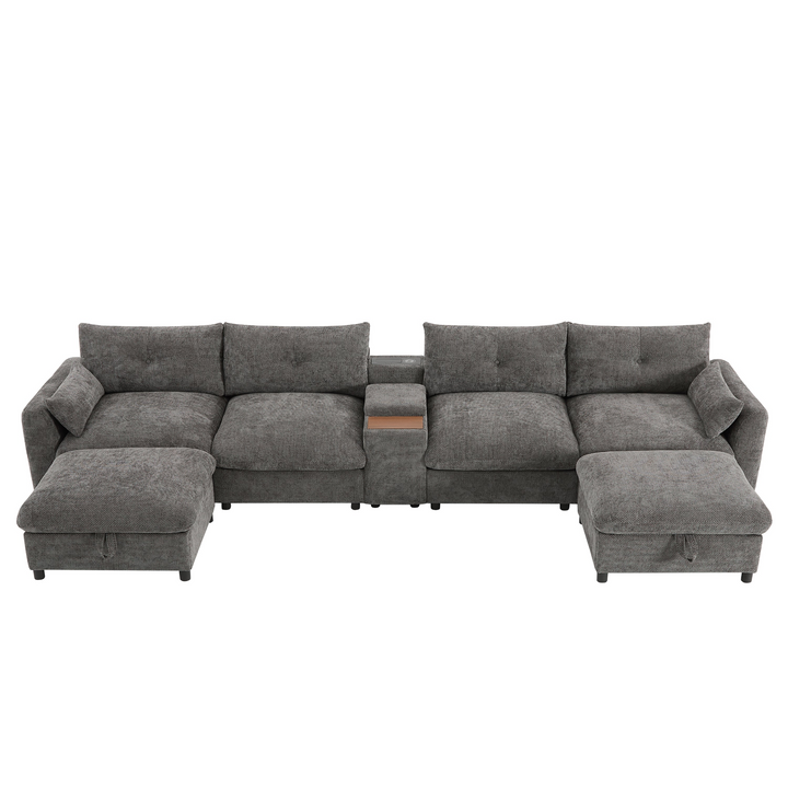 Buy farmhouse furniture Valletta Grande Gray U-Shape Modular Contemporary sofa Mediterranean U-Shape Sofa - Modern Cottage Farmhouse Furniture