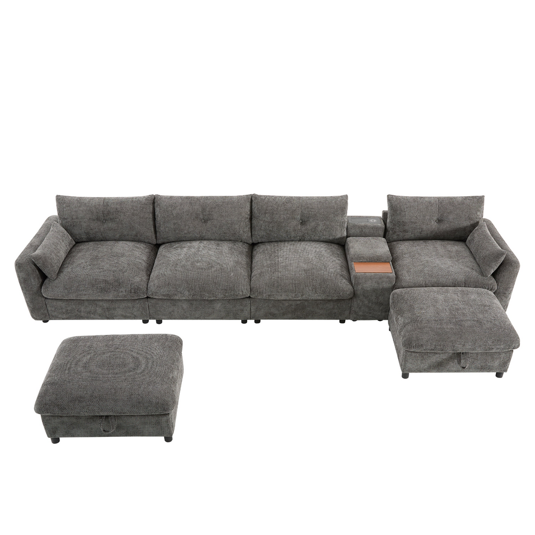 Buy farmhouse furniture Valletta Grande Gray U-Shape Modular Contemporary sofa Mediterranean U-Shape Sofa - Modern Cottage Farmhouse Furniture