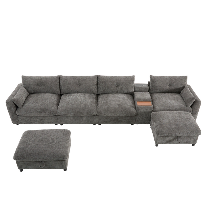 Buy farmhouse furniture Valletta Grande Gray U-Shape Modular Contemporary sofa Mediterranean U-Shape Sofa - Modern Cottage Farmhouse Furniture