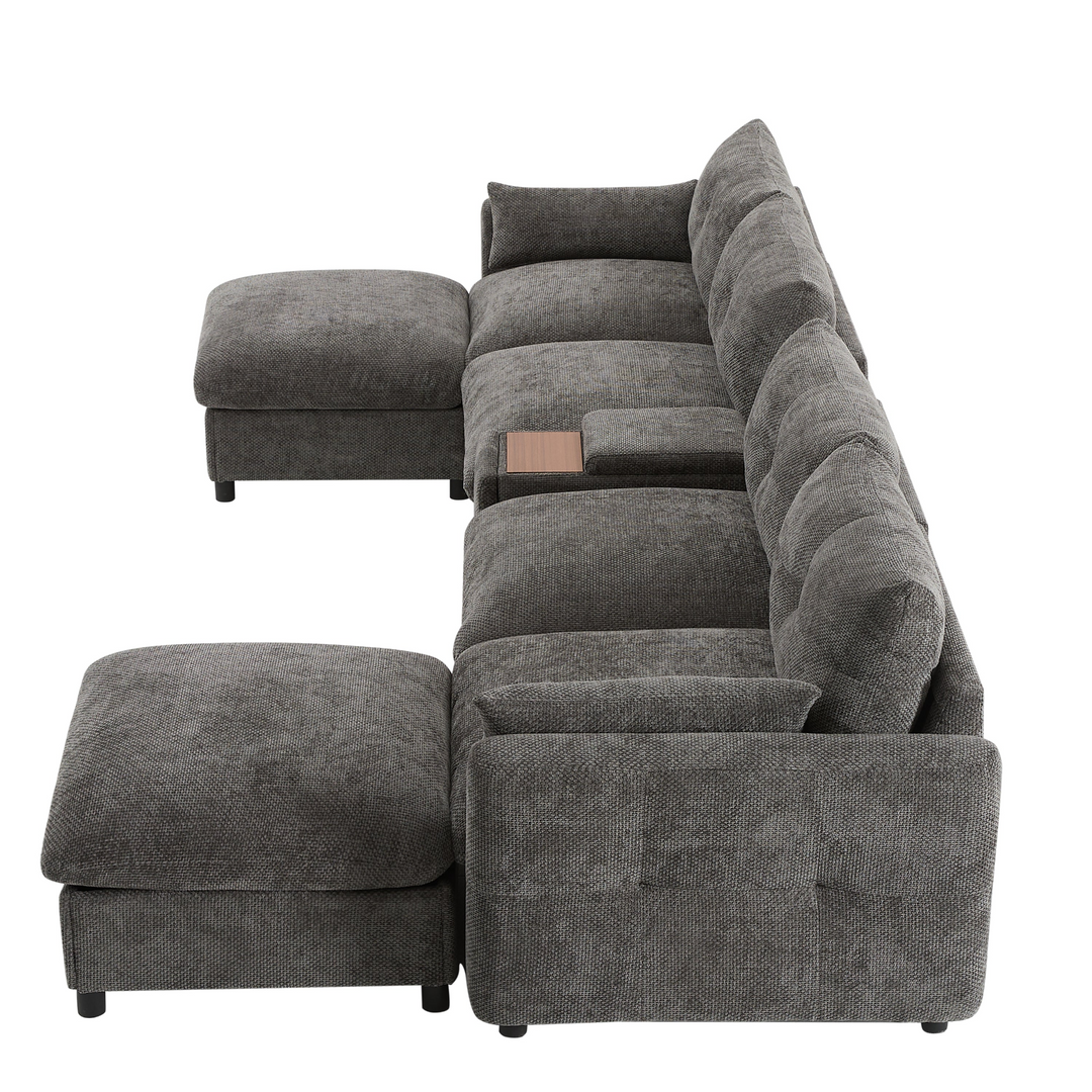 Buy farmhouse furniture Valletta Grande Gray U-Shape Modular Contemporary sofa Mediterranean U-Shape Sofa - Modern Cottage Farmhouse Furniture