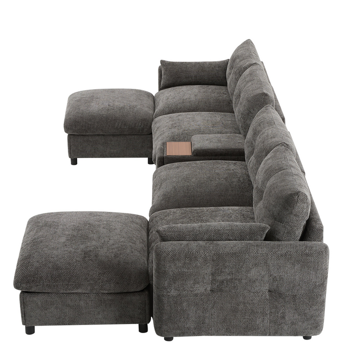 Buy farmhouse furniture Valletta Grande Gray U-Shape Modular Contemporary sofa Mediterranean U-Shape Sofa - Modern Cottage Farmhouse Furniture