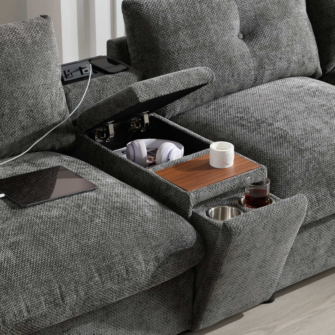 Buy farmhouse furniture Valletta Grande Gray U-Shape Modular Contemporary sofa Mediterranean U-Shape Sofa - Modern Cottage Farmhouse Furniture