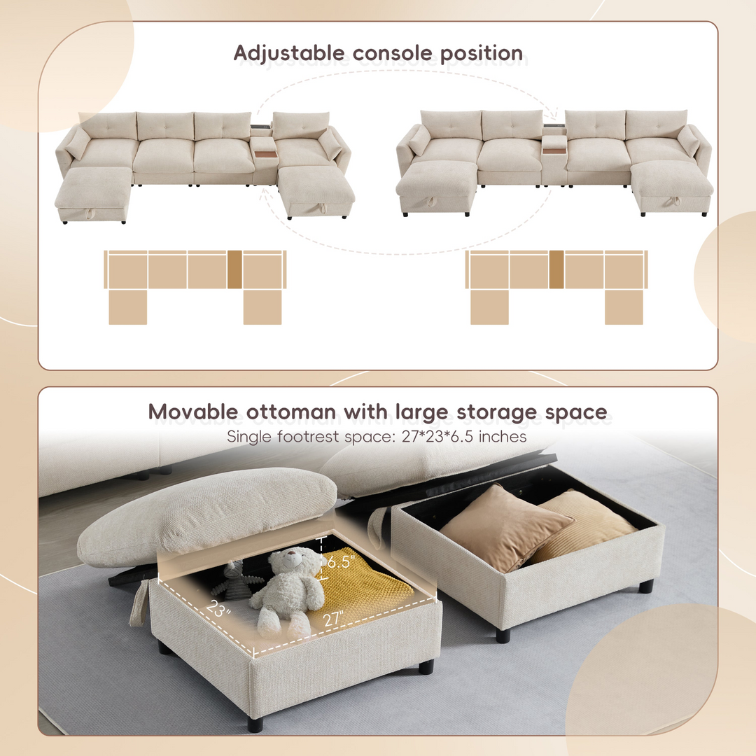 Buy farmhouse furniture Valletta Grande Gray U-Shape Modular Contemporary sofa Mediterranean U-Shape Sofa - Modern Cottage Farmhouse Furniture