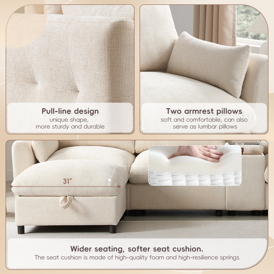 Buy farmhouse furniture Valletta Grande Gray U-Shape Modular Contemporary sofa Mediterranean U-Shape Sofa - Modern Cottage Farmhouse Furniture