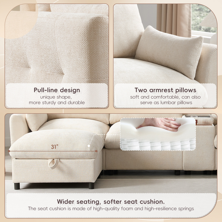 Buy farmhouse furniture Valletta Grande Gray U-Shape Modular Contemporary sofa Mediterranean U-Shape Sofa - Modern Cottage Farmhouse Furniture