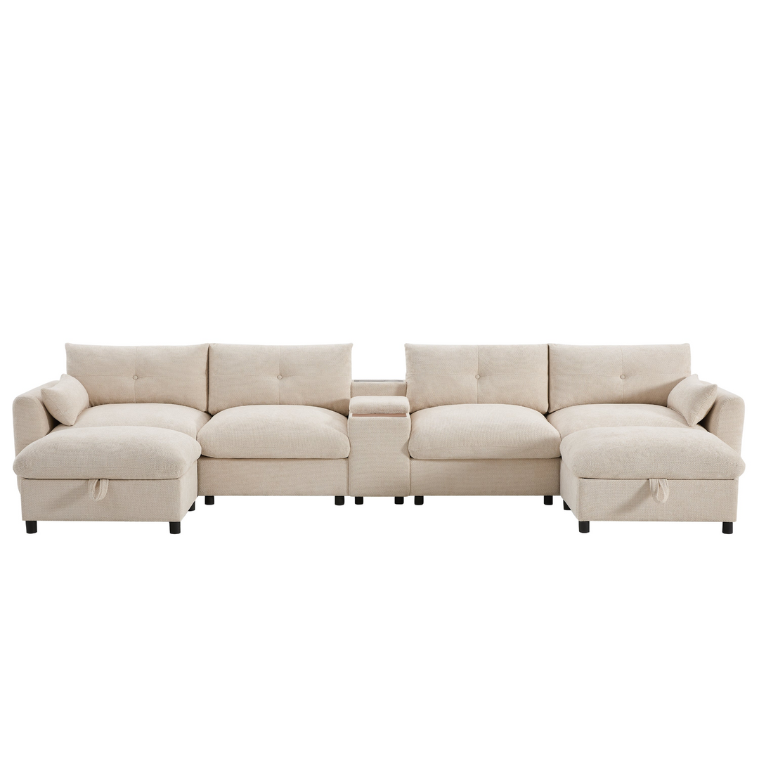 Buy farmhouse furniture Valletta Grande Gray U-Shape Modular Contemporary sofa Mediterranean U-Shape Sofa - Modern Cottage Farmhouse Furniture