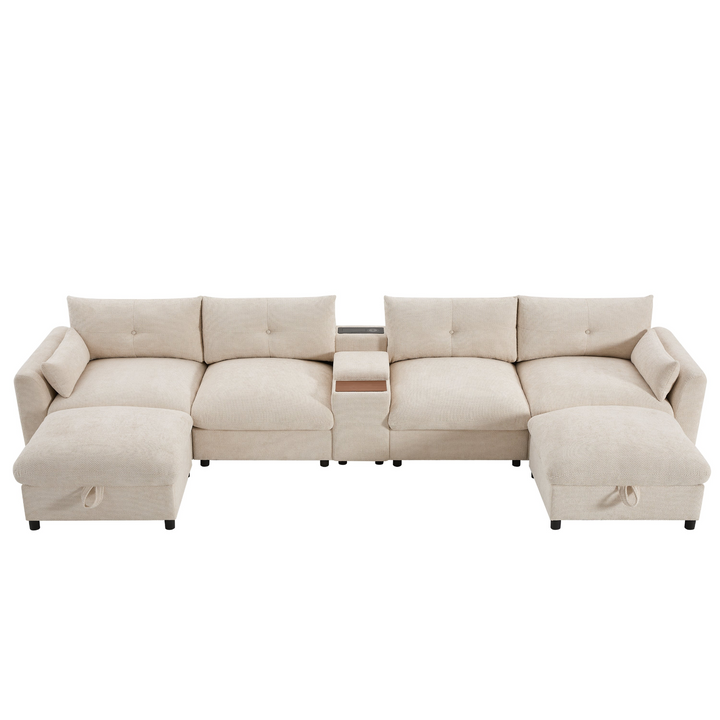 Buy farmhouse furniture Valletta Grande Gray U-Shape Modular Contemporary sofa Mediterranean U-Shape Sofa - Modern Cottage Farmhouse Furniture