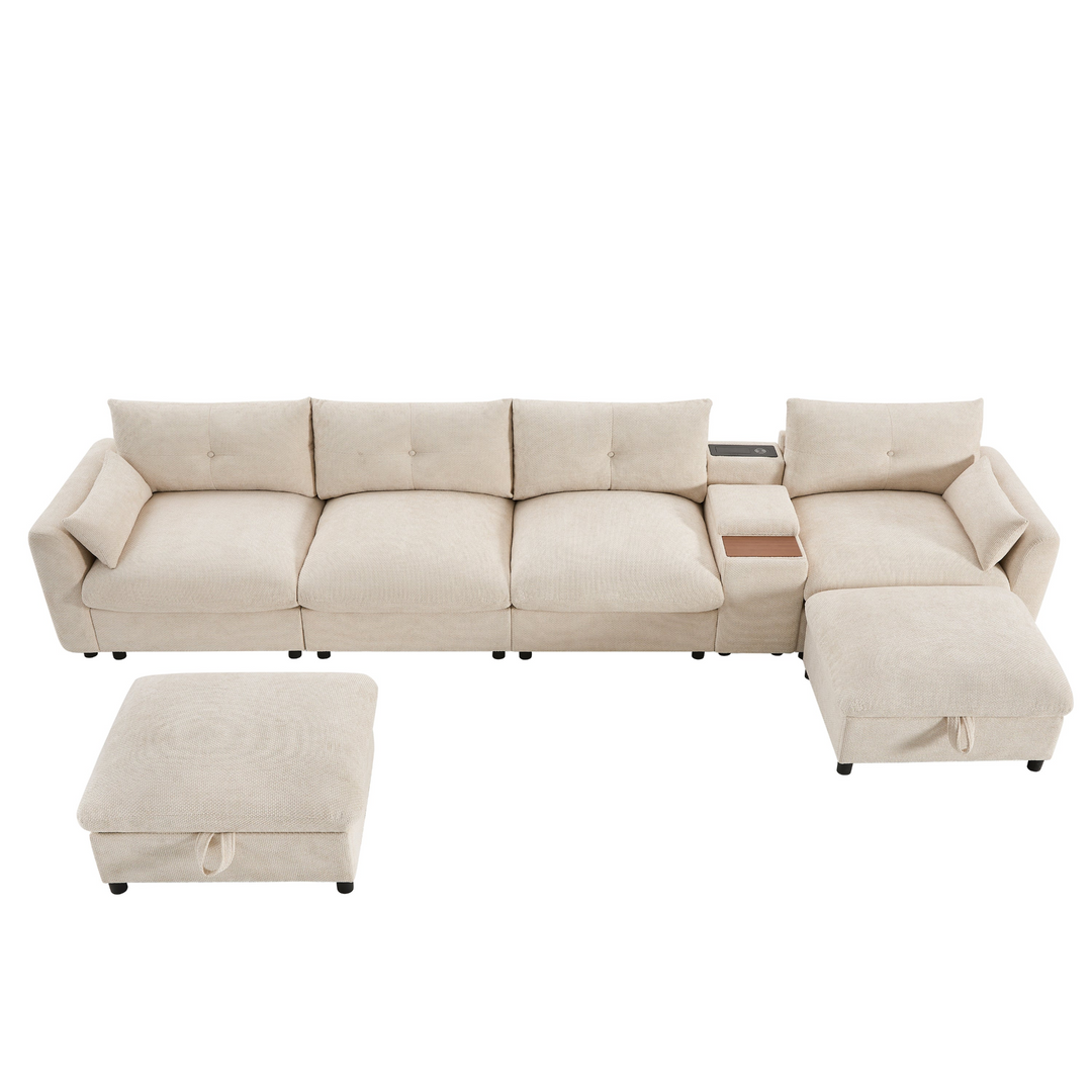 Buy farmhouse furniture Valletta Grande Gray U-Shape Modular Contemporary sofa Mediterranean U-Shape Sofa - Modern Cottage Farmhouse Furniture