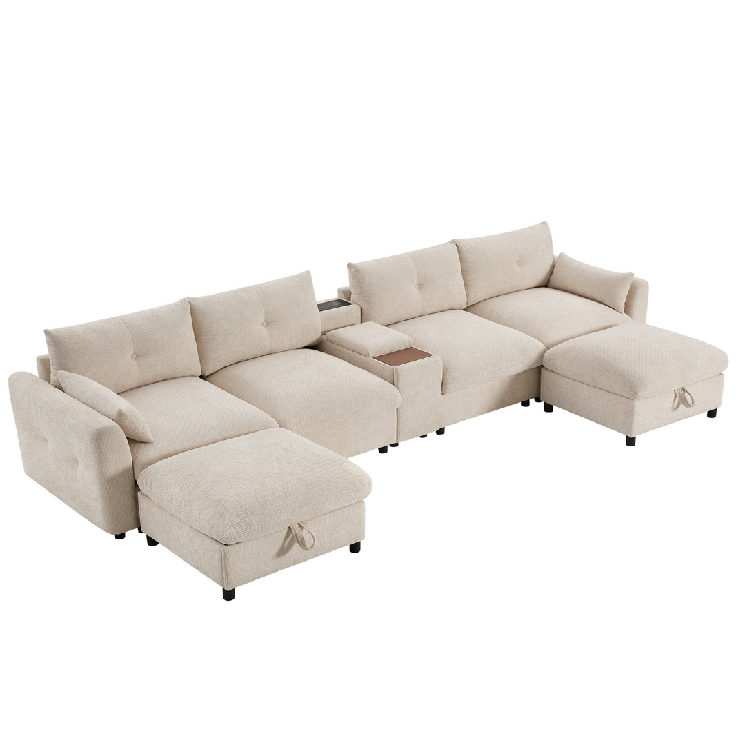 Buy farmhouse furniture Valletta Grande Gray U-Shape Modular Contemporary sofa Mediterranean U-Shape Sofa - Modern Cottage Farmhouse Furniture
