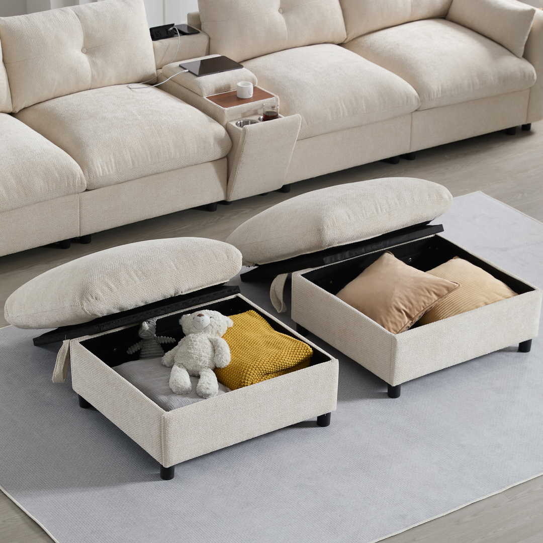 Buy farmhouse furniture Valletta Grande Gray U-Shape Modular Contemporary sofa Mediterranean U-Shape Sofa - Modern Cottage Farmhouse Furniture
