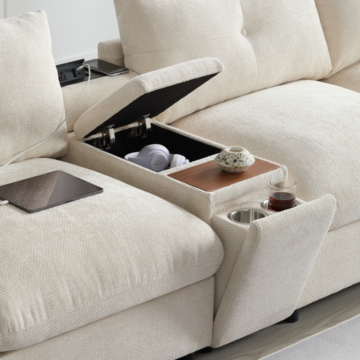 Buy farmhouse furniture Valletta Grande Gray U-Shape Modular Contemporary sofa Mediterranean U-Shape Sofa - Modern Cottage Farmhouse Furniture