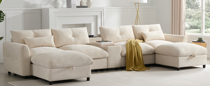 Buy farmhouse furniture Valletta Grande Gray U-Shape Modular Contemporary sofa Mediterranean U-Shape Sofa - Modern Cottage Farmhouse Furniture