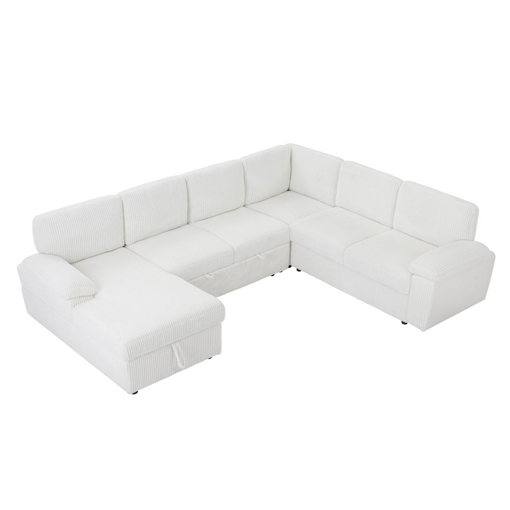 Buy farmhouse furniture Oversized Modular Storage Sectional Corduroy Upholstered Deep Seat Convertible Sofa - Modern Cottage Farmhouse Furniture