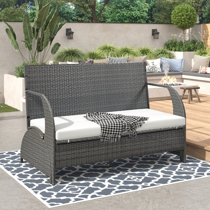 Buy farmhouse furniture Versatile Outdoor Loveseat Convertible to Four Seats &amp; Table - Ideal for Gardens, Lawns, and Patios - Modern Cottage Farmhouse Furniture