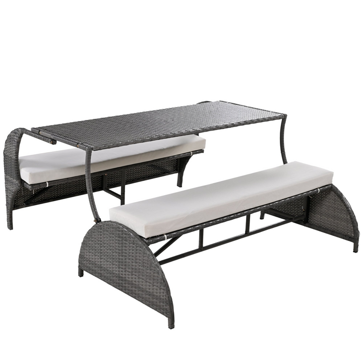Buy farmhouse furniture Versatile Outdoor Loveseat Convertible to Four Seats &amp; Table - Ideal for Gardens, Lawns, and Patios - Modern Cottage Farmhouse Furniture