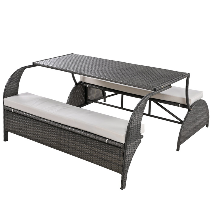 Buy farmhouse furniture Versatile Outdoor Loveseat Convertible to Four Seats &amp; Table - Ideal for Gardens, Lawns, and Patios - Modern Cottage Farmhouse Furniture