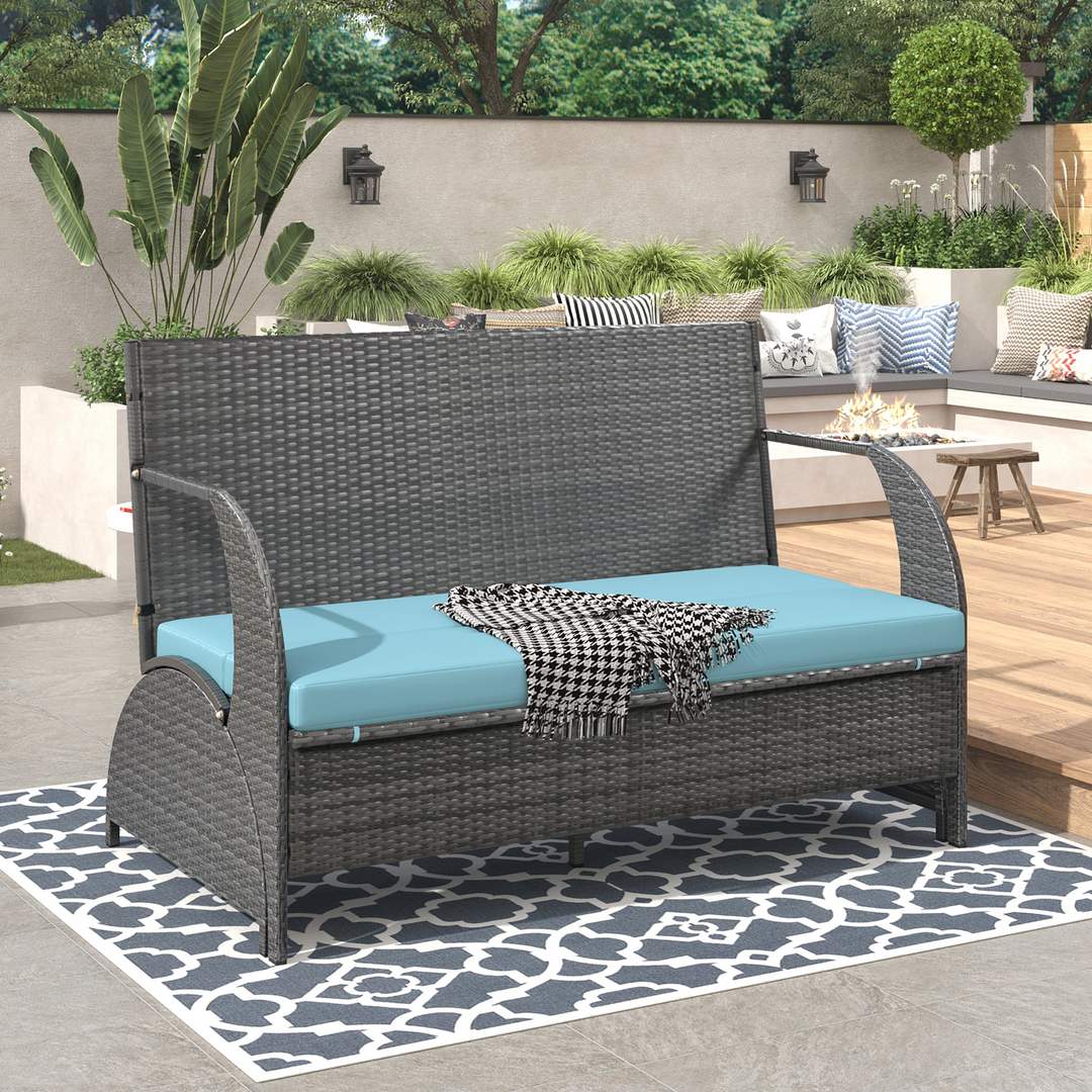 Buy farmhouse furniture Versatile Outdoor Loveseat Convertible to Four Seats &amp; Table - Ideal for Gardens, Lawns, and Patios - Modern Cottage Farmhouse Furniture
