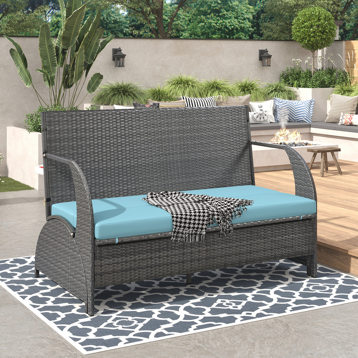 Buy farmhouse furniture Versatile Outdoor Loveseat Convertible to Four Seats &amp; Table - Ideal for Gardens, Lawns, and Patios - Modern Cottage Farmhouse Furniture