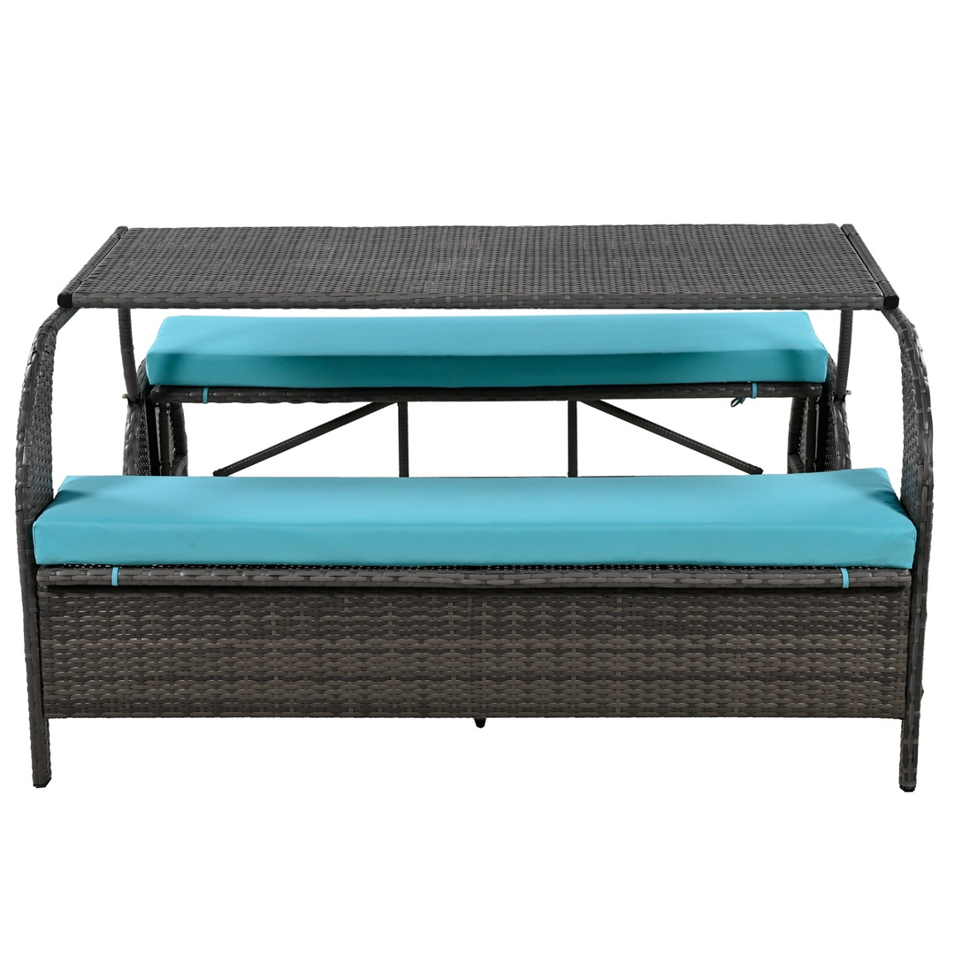 Buy farmhouse furniture Versatile Outdoor Loveseat Convertible to Four Seats &amp; Table - Ideal for Gardens, Lawns, and Patios - Modern Cottage Farmhouse Furniture