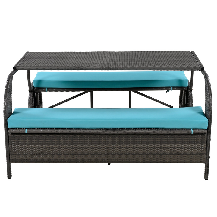 Buy farmhouse furniture Versatile Outdoor Loveseat Convertible to Four Seats &amp; Table - Ideal for Gardens, Lawns, and Patios - Modern Cottage Farmhouse Furniture