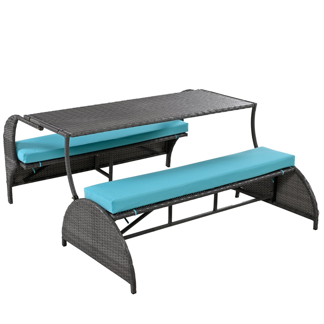 Buy farmhouse furniture Versatile Outdoor Loveseat Convertible to Four Seats &amp; Table - Ideal for Gardens, Lawns, and Patios - Modern Cottage Farmhouse Furniture