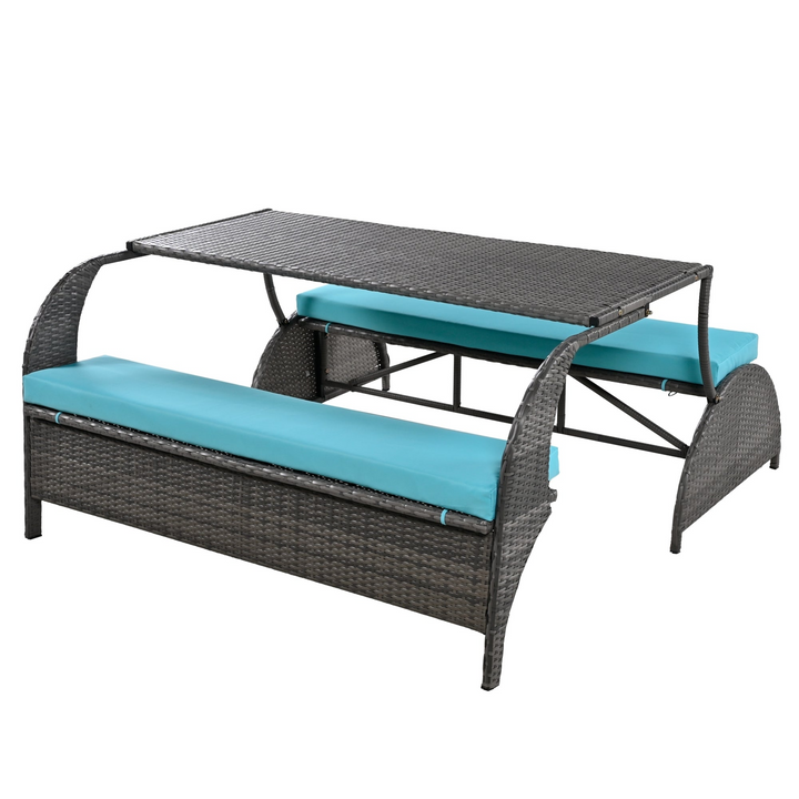 Buy farmhouse furniture Versatile Outdoor Loveseat Convertible to Four Seats &amp; Table - Ideal for Gardens, Lawns, and Patios - Modern Cottage Farmhouse Furniture