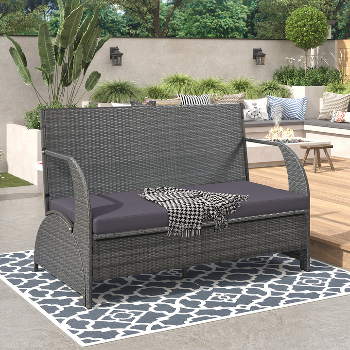 Buy farmhouse furniture Versatile Outdoor Loveseat Convertible to Four Seats &amp; Table - Ideal for Gardens, Lawns, and Patios - Modern Cottage Farmhouse Furniture