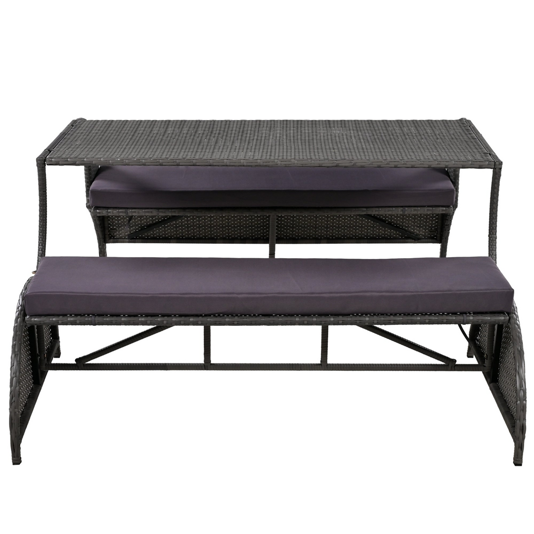Buy farmhouse furniture Versatile Outdoor Loveseat Convertible to Four Seats &amp; Table - Ideal for Gardens, Lawns, and Patios - Modern Cottage Farmhouse Furniture