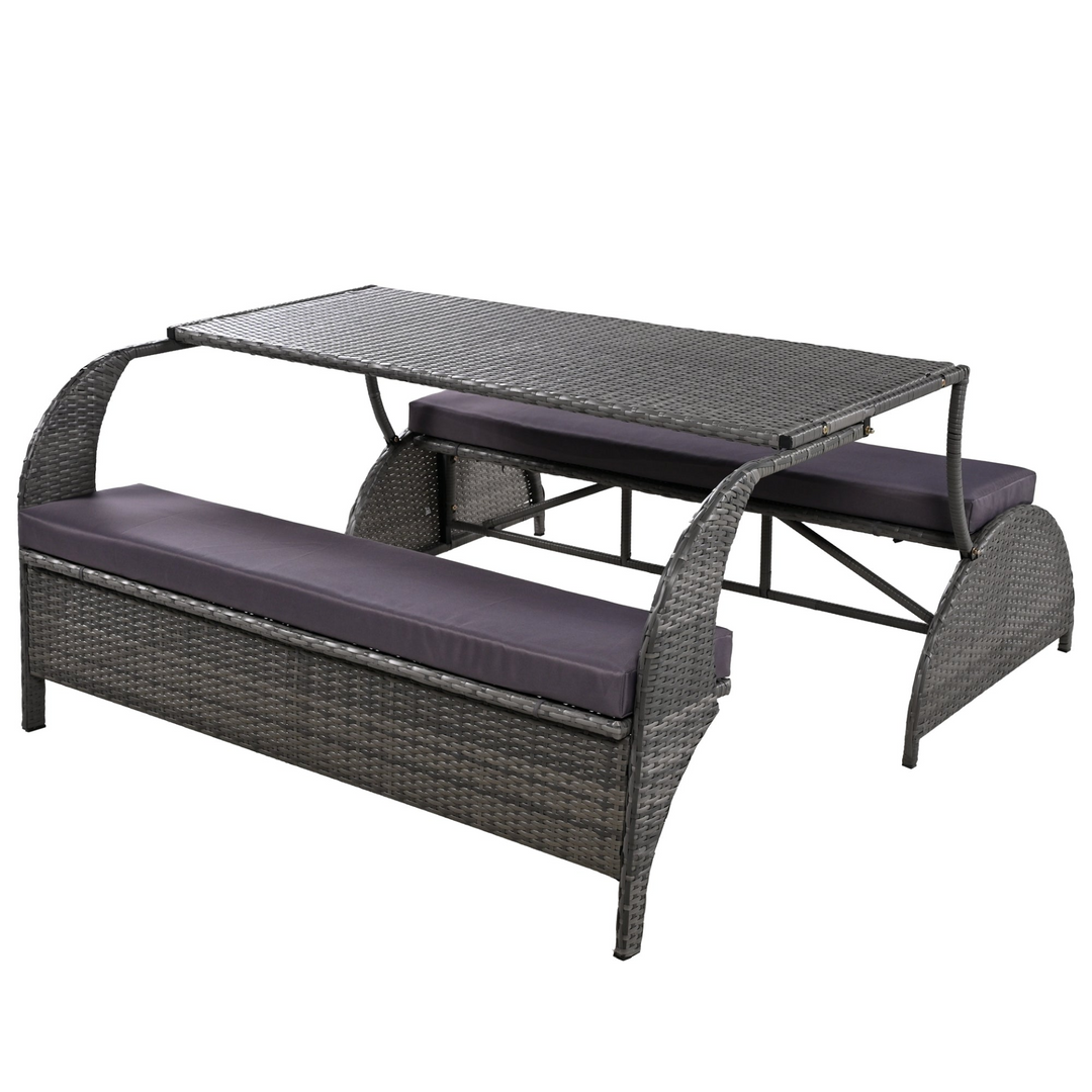 Buy farmhouse furniture Versatile Outdoor Loveseat Convertible to Four Seats &amp; Table - Ideal for Gardens, Lawns, and Patios - Modern Cottage Farmhouse Furniture