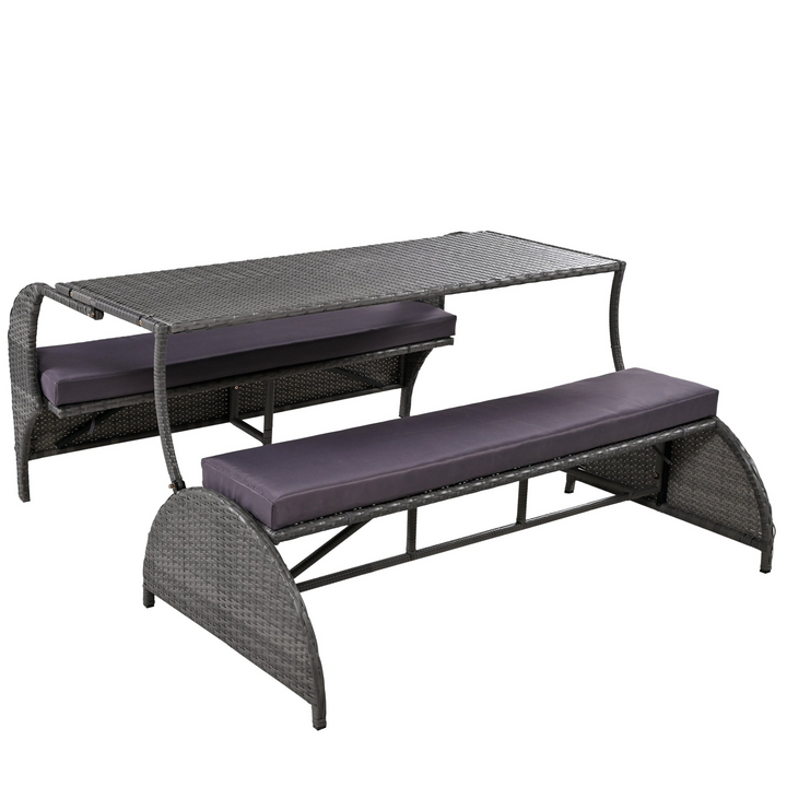 Buy farmhouse furniture Versatile Outdoor Loveseat Convertible to Four Seats &amp; Table - Ideal for Gardens, Lawns, and Patios - Modern Cottage Farmhouse Furniture