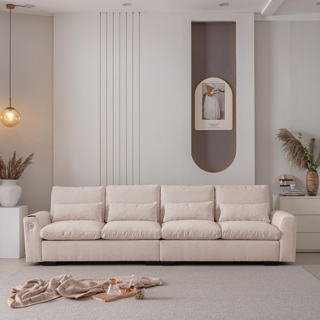 Buy farmhouse furniture Modern Modular L-Shaped Chenille Sofa Couch with Reversible Ottoman and Storage - Modern Cottage Farmhouse Furniture