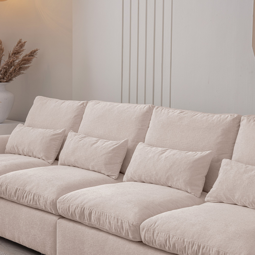 Buy farmhouse furniture Modern Modular L-Shaped Chenille Sofa Couch with Reversible Ottoman and Storage - Modern Cottage Farmhouse Furniture