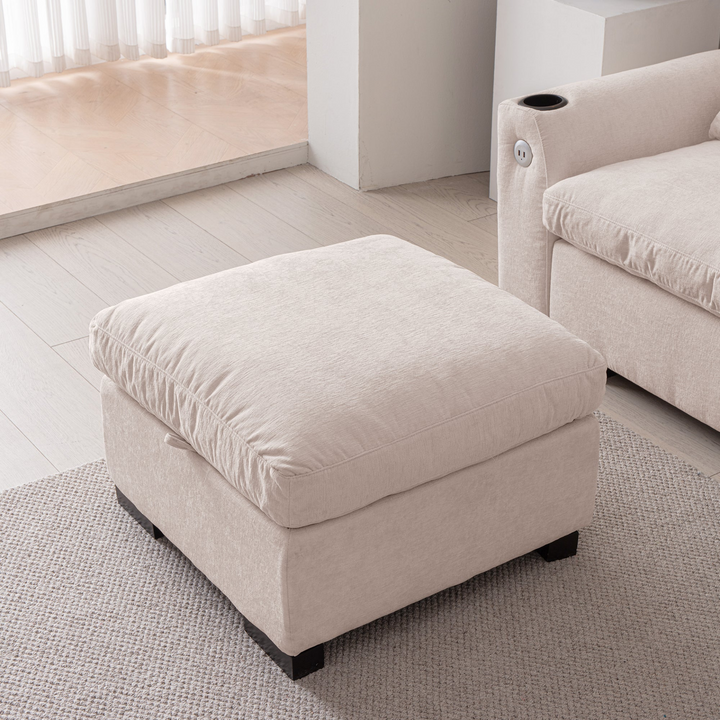 Buy farmhouse furniture Modern Modular L-Shaped Chenille Sofa Couch with Reversible Ottoman and Storage - Modern Cottage Farmhouse Furniture