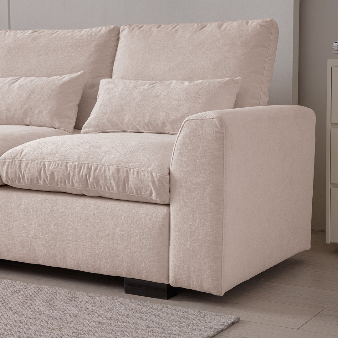 Buy farmhouse furniture Modern Modular L-Shaped Chenille Sofa Couch with Reversible Ottoman and Storage - Modern Cottage Farmhouse Furniture