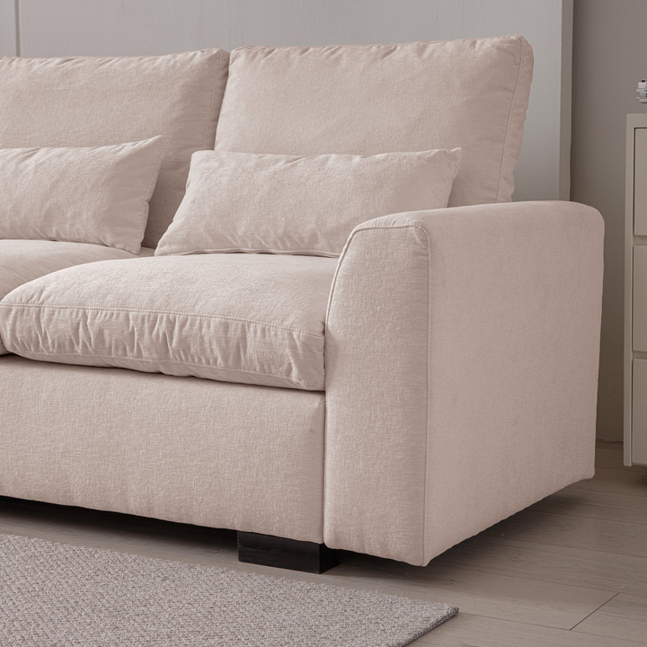 Buy farmhouse furniture Modern Modular L-Shaped Chenille Sofa Couch with Reversible Ottoman and Storage - Modern Cottage Farmhouse Furniture