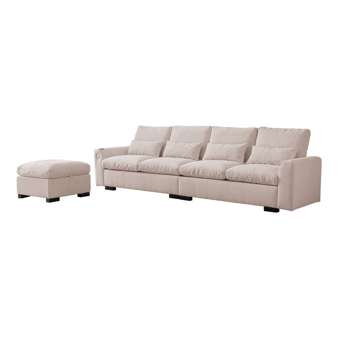 Buy farmhouse furniture Modern Modular L-Shaped Chenille Sofa Couch with Reversible Ottoman and Storage - Modern Cottage Farmhouse Furniture