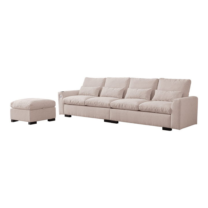 Buy farmhouse furniture Modern Modular L-Shaped Chenille Sofa Couch with Reversible Ottoman and Storage - Modern Cottage Farmhouse Furniture