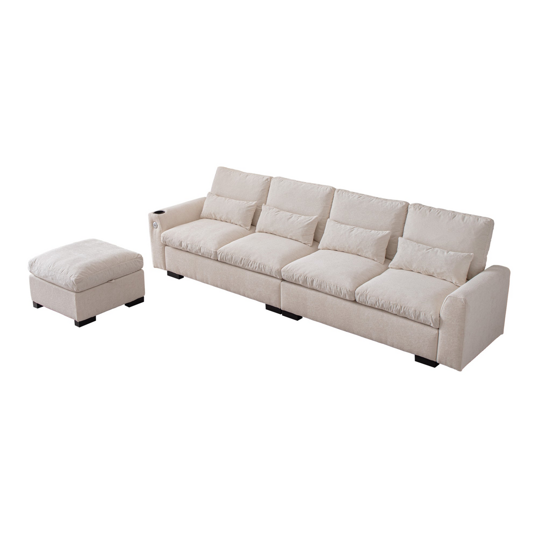 Buy farmhouse furniture Modern Modular L-Shaped Chenille Sofa Couch with Reversible Ottoman and Storage - Modern Cottage Farmhouse Furniture