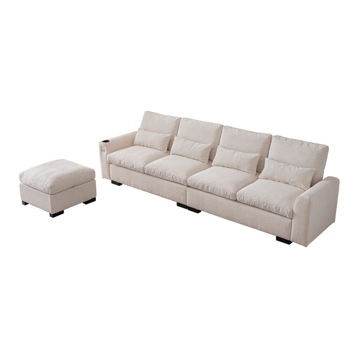 Buy farmhouse furniture Modern Modular L-Shaped Chenille Sofa Couch with Reversible Ottoman and Storage - Modern Cottage Farmhouse Furniture