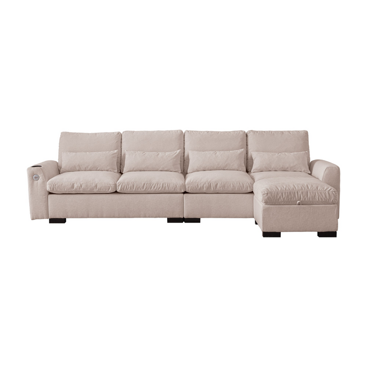 Buy farmhouse furniture Modern Modular L-Shaped Chenille Sofa Couch with Reversible Ottoman and Storage - Modern Cottage Farmhouse Furniture