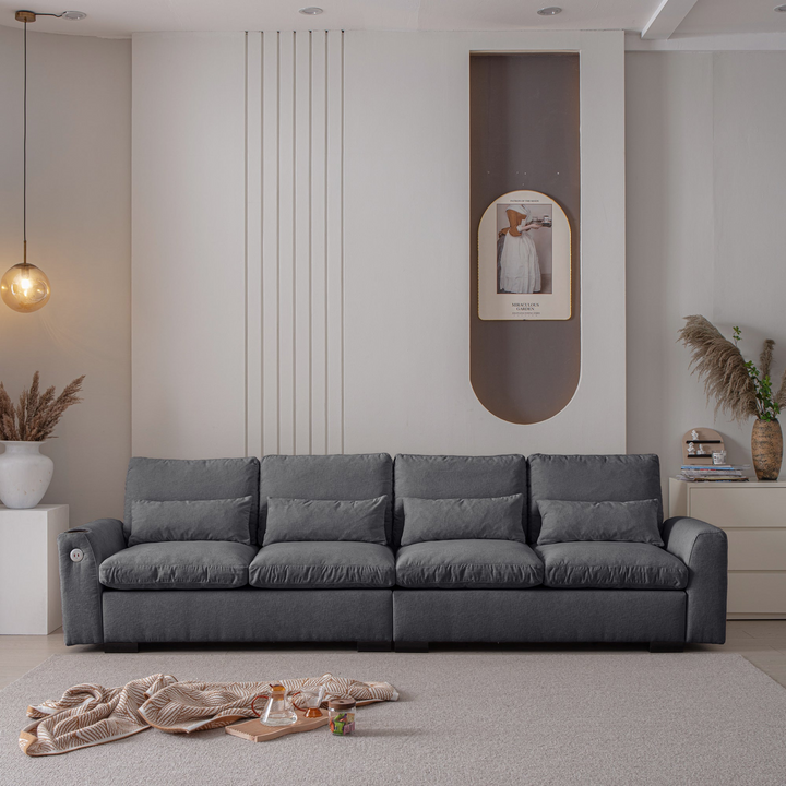 Buy farmhouse furniture Modern Modular L-Shaped Chenille Sofa Couch with Reversible Ottoman and Storage - Modern Cottage Farmhouse Furniture